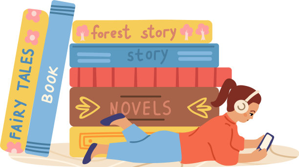 有声读物概念小孩听书上图片下载