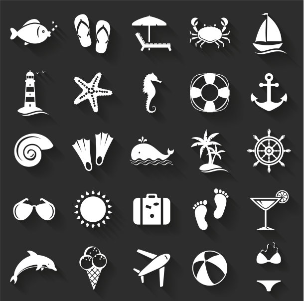 设置平坦的海滩图标设置图片下载