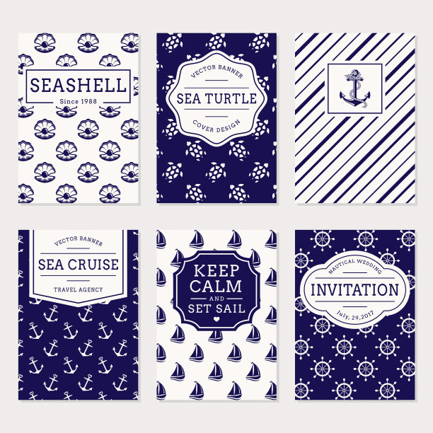 海洋和航海旗帜模板图片下载