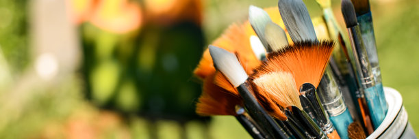 艺术疗法，创意爱好和正念概念。水彩画艺术生活用品网横幅。图片下载