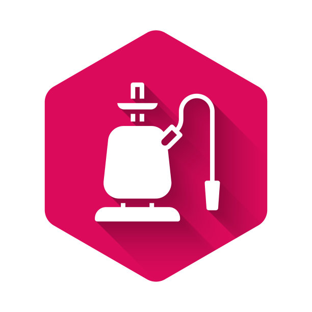 白色水烟图标与长长的影子孤立图片下载