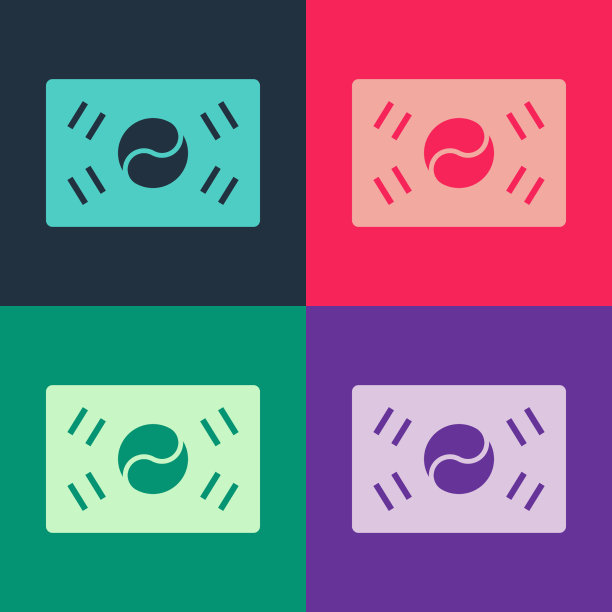 流行艺术韩国国旗图标孤立的颜色图片下载