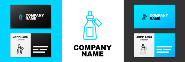 蓝线精油瓶图标隔离上图片下载