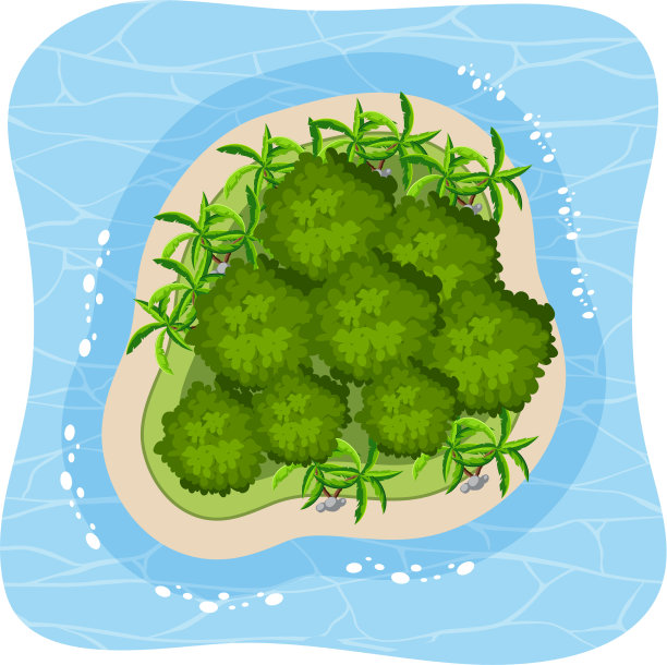 鸟瞰热带森林孤岛图片下载