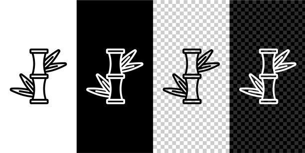 设线竹图标孤立在黑白上图片下载