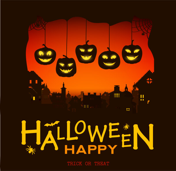 万圣节设计南瓜和房子恐怖图片下载