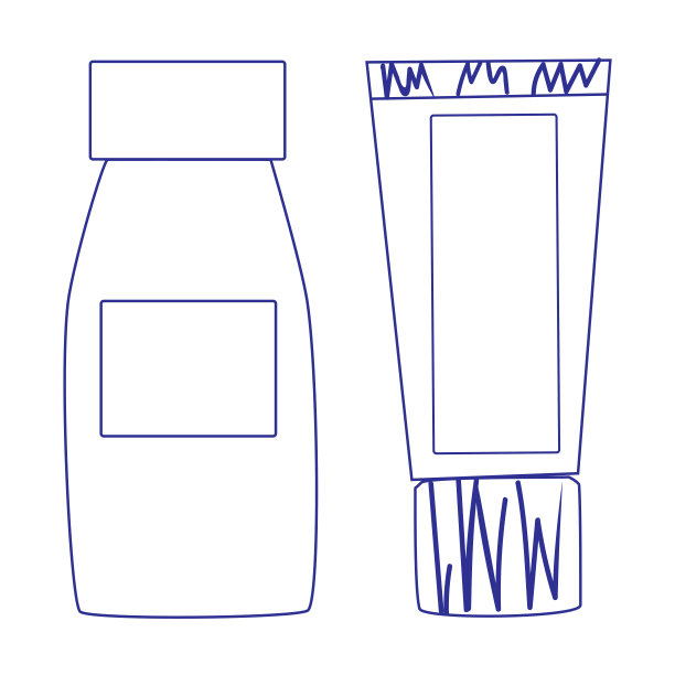 包装霜，凝胶，洗发水或润肤露的身体，脸，头发轮廓插图孤立在一个白色的背景图片下载