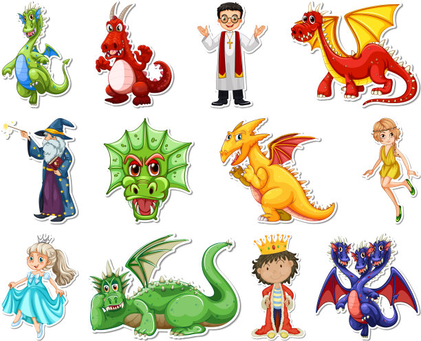 贴纸设置不同的童话卡通图片下载