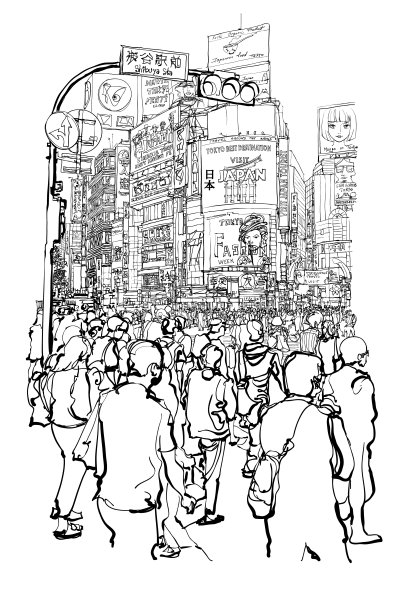 东京，著名的涩谷十字路口图片下载