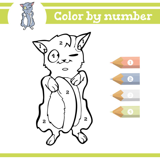 颜色数字着色页学龄前图片下载