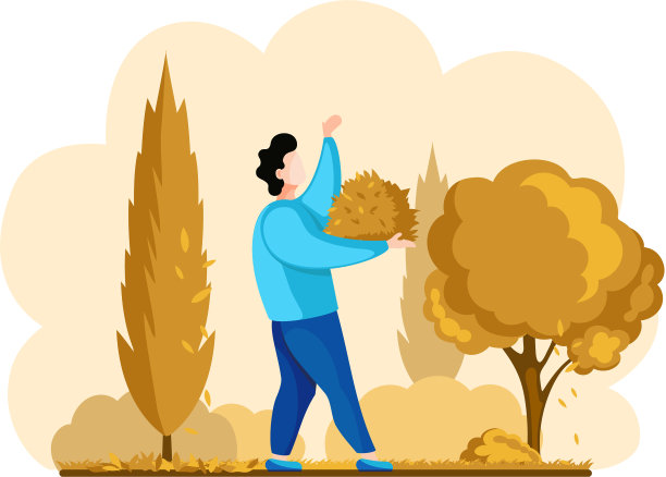 园丁工人收集落叶图片下载