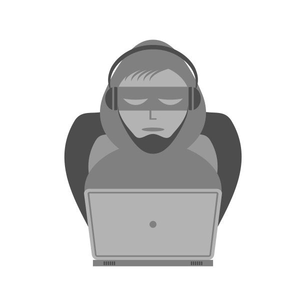 黑客与笔记本电脑图标隔离在白色图片下载