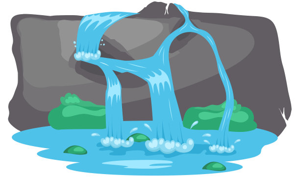 瀑布的水从悬崖上落下图片下载