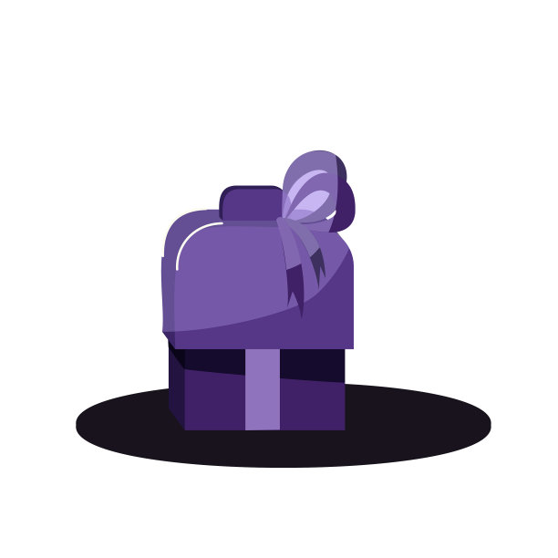 方形紫色手提包与蝴蝶结图片下载