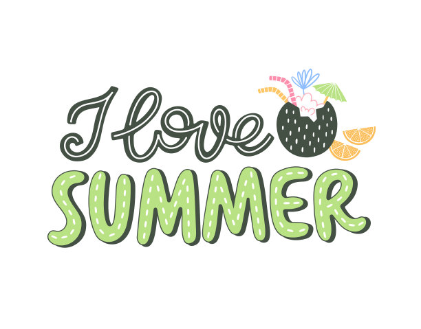 丰富多彩的夏季字母设计在现代风格图片下载