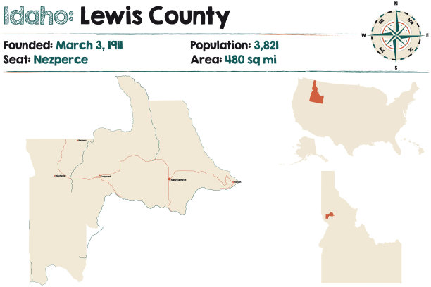 地图刘易斯县在爱达荷州图片下载