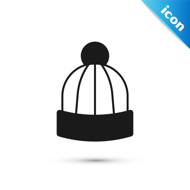 灰色冬季帽子图标孤立在白色背景图片下载