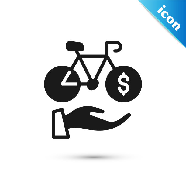 灰色自行车租赁移动应用程序图标隔离图片下载