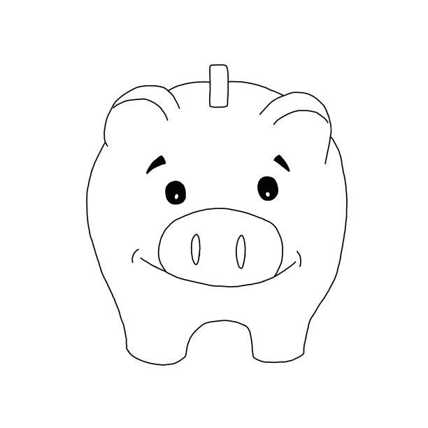 存钱罐的轮廓与硬币图片下载