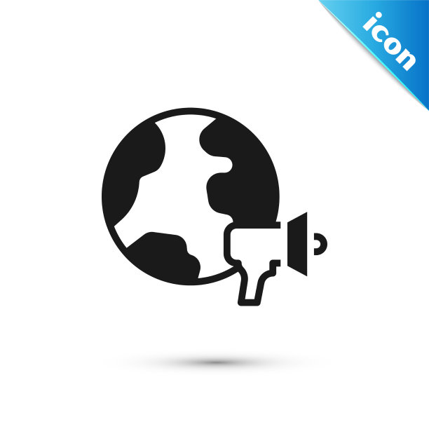 灰色世界新闻图标孤立在白色背景图片下载