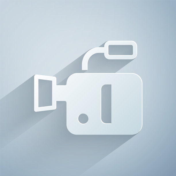 剪纸电影摄像机图标孤立在灰色图片下载