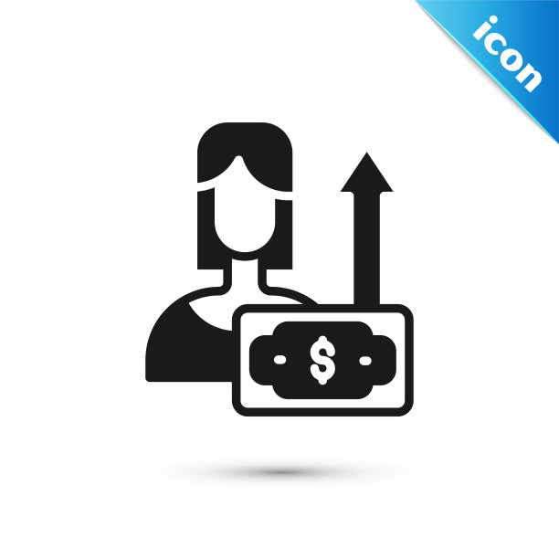 灰色的钱增长女人icon孤立的白色图片下载