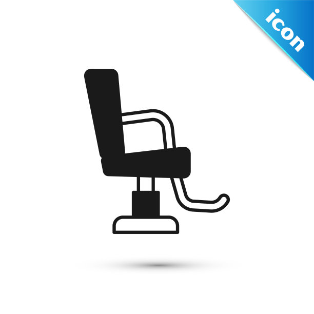 灰色的理发店椅子图标孤立在白色图片下载