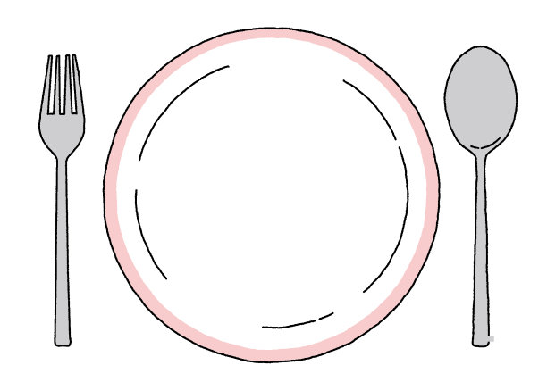 插图一个简单的白色盘子和刀叉图片下载
