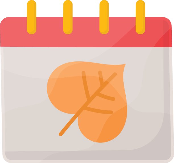 枯叶日历概念矢量图标设计，秋天或秋天活动符号，干燥天气符号，温带气候元素股票插图图片下载