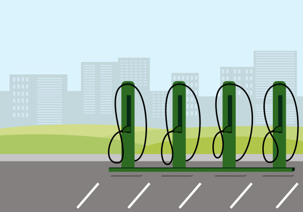 电动汽车充电站位于城市图片下载