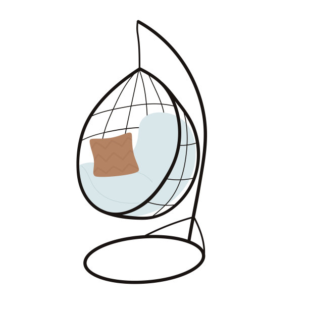 现代圆形扶手椅和枕头，家庭公寓家具内饰，露台露台图片下载