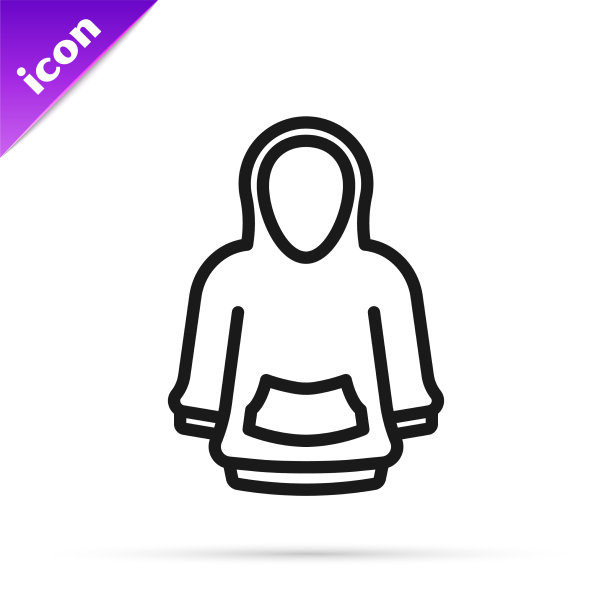 黑色线连帽衫图标孤立在白色图片下载