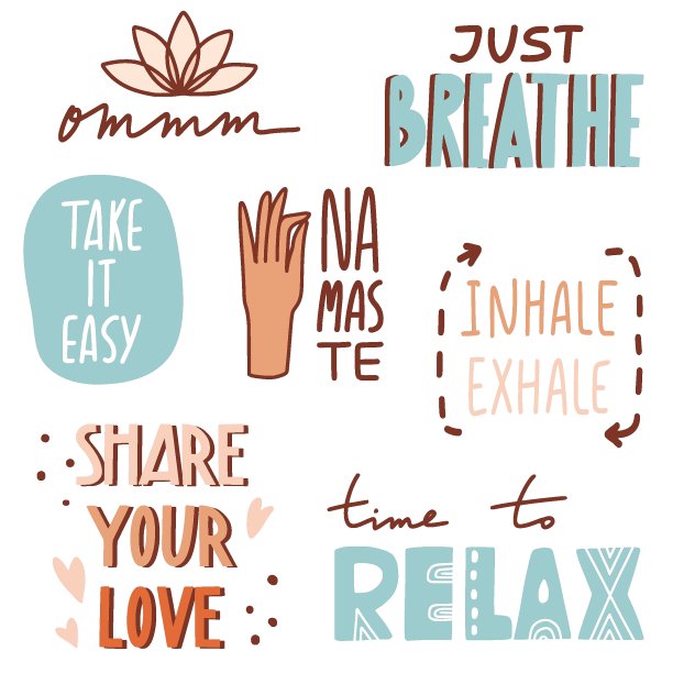 瑜伽，正念用涂鸦和字母写励志名言图片下载