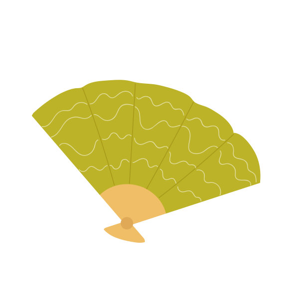 夏日扇子，热带沙滩物件，纸手传统绿扇，装饰纪念品图片下载