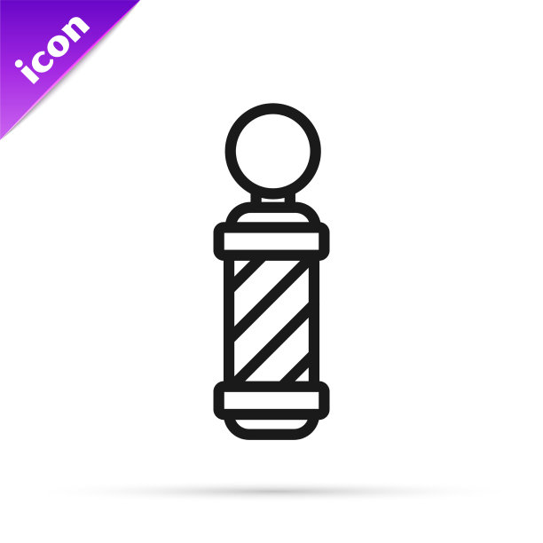 黑线经典理发店极点图标孤立图片下载