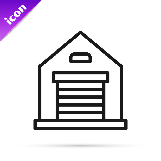 黑线仓库图标隔离在白色上图片下载