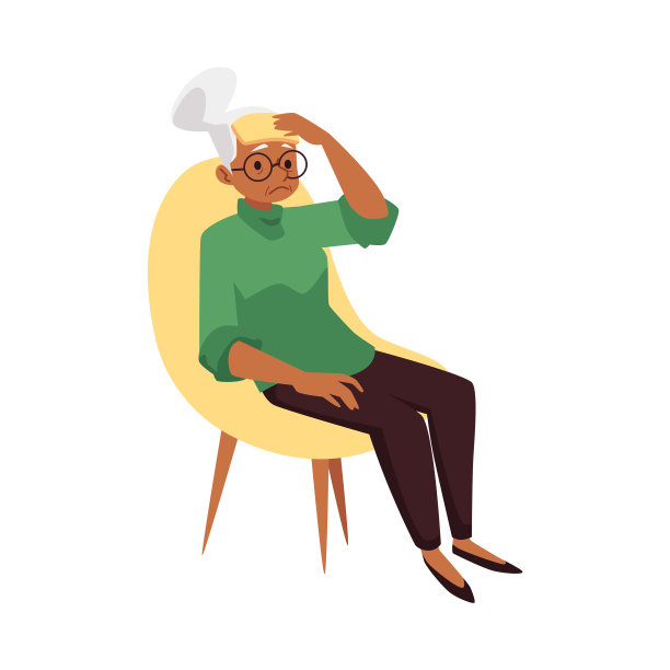 老人疲惫不堪，女人疲惫无力，还是扁平化图片下载