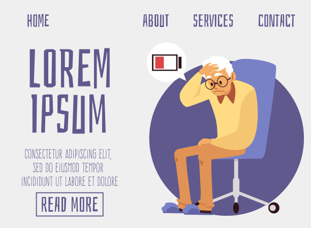 网站上的老人疲惫不堪，精力低下图片下载