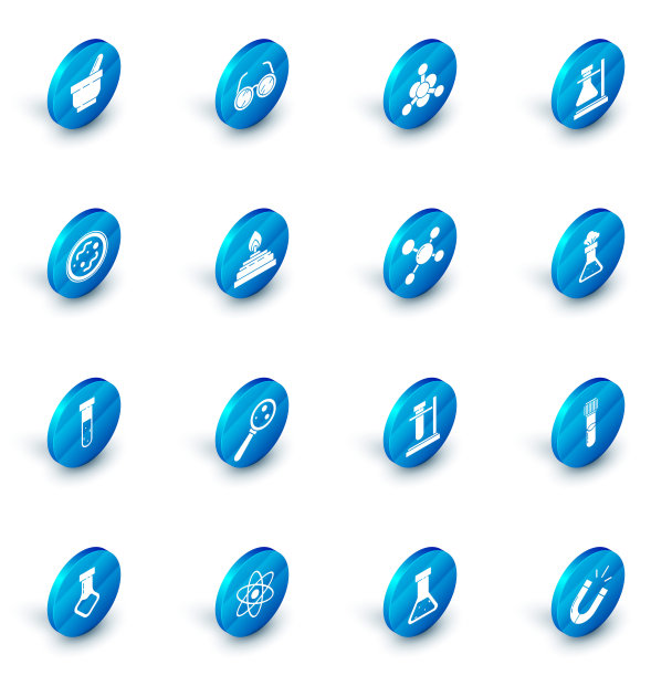 设置实验室玻璃，细菌，试管烧瓶，化学，酒精酒精燃烧器，分子图标。向量图片下载