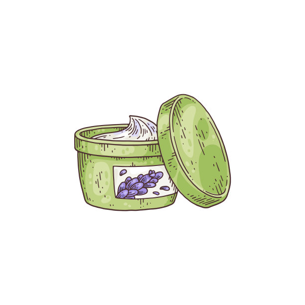 手画薰衣草化妆霜罐图片下载