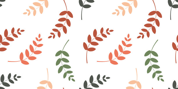 米粒。小麦、黑麦、大麦的穗。带叶子的多色小枝。无缝模式的时尚面料，现代纺织品，装饰枕头。白色背景。向量。图片下载