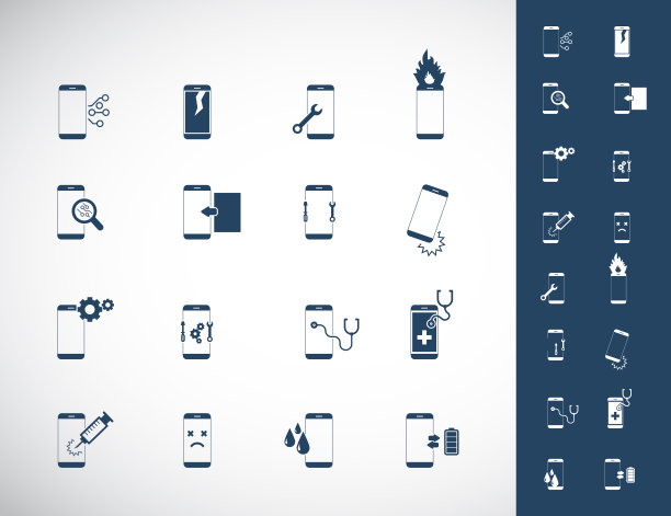 手机，智能手机维修图标设置。矢量图图片下载