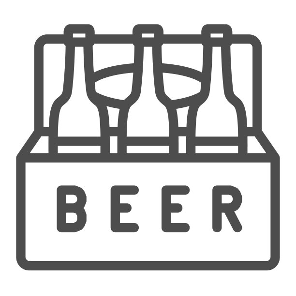 啤酒盒与瓶装啤酒线图标，酒吧概念，啤酒包装矢量标志在白色背景，轮廓风格图标的移动概念和网页设计。矢量图形。图片下载