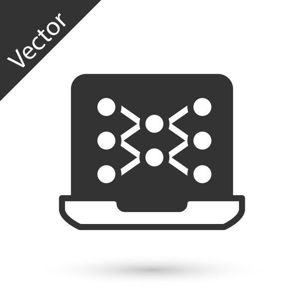 灰色神经网络图标隔离在白色背景。人工智能AI。向量图片下载
