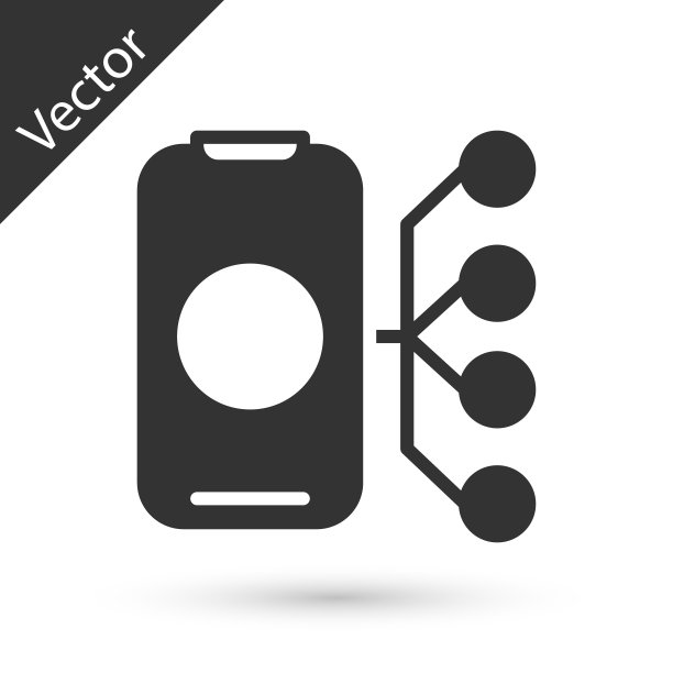 灰色神经网络图标隔离在白色背景。人工智能AI。向量图片下载