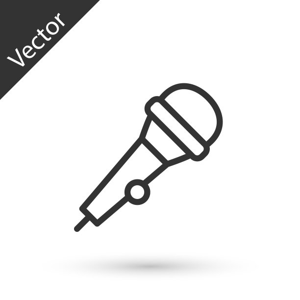 灰线麦克风图标隔离在白色背景。用空中无线电麦克风。演讲者的迹象。向量图片下载