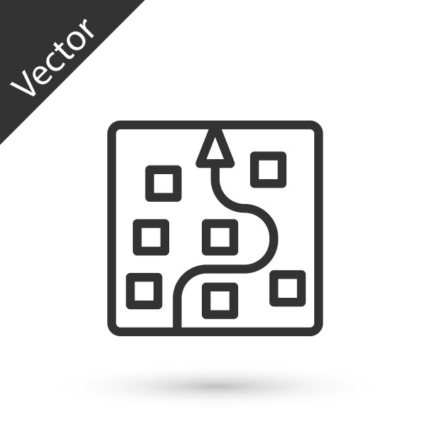 灰色线神经网络图标隔离在白色背景。人工智能AI。向量图片下载