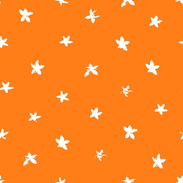 简单无缝花图案的橙果开花。手绘矢量插图纹理的橙色水果背景在复古风格图片下载