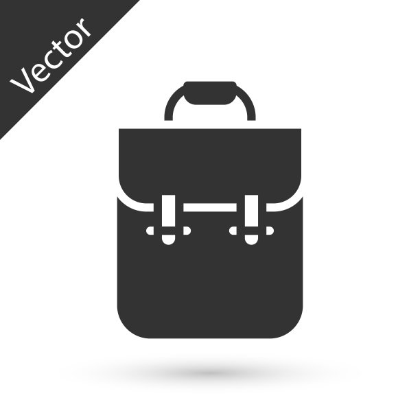 灰色学校背包图标孤立在白色背景。向量图片下载