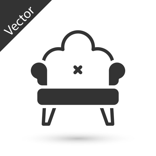 灰色沙发图标孤立在白色背景。向量图片下载